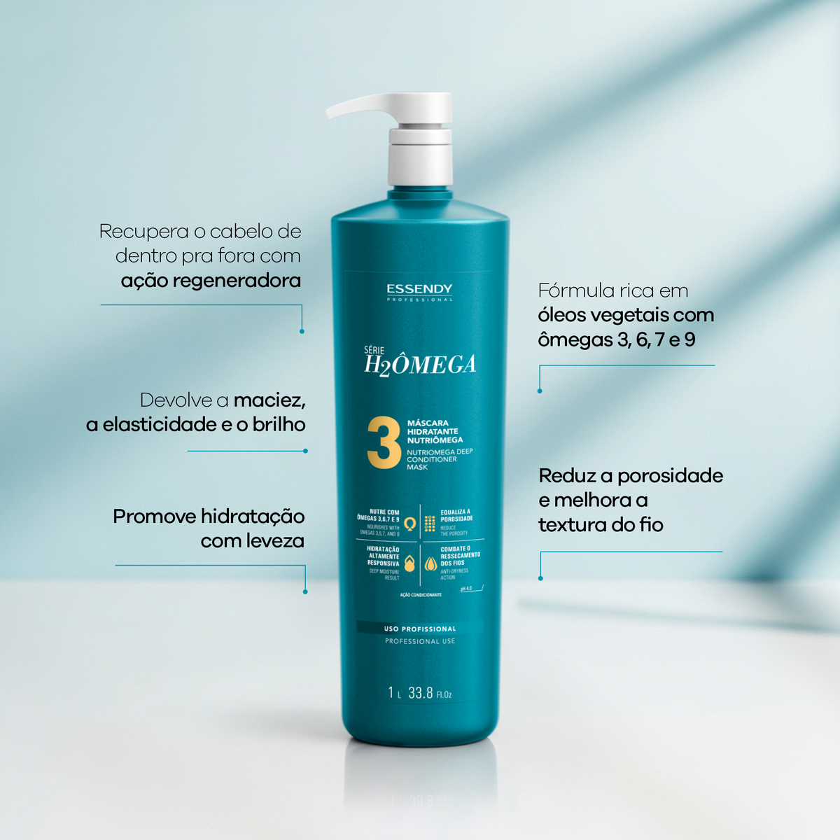 Máscara Hidratante Essendy H2ômega 1L | Essendy Cosméticos