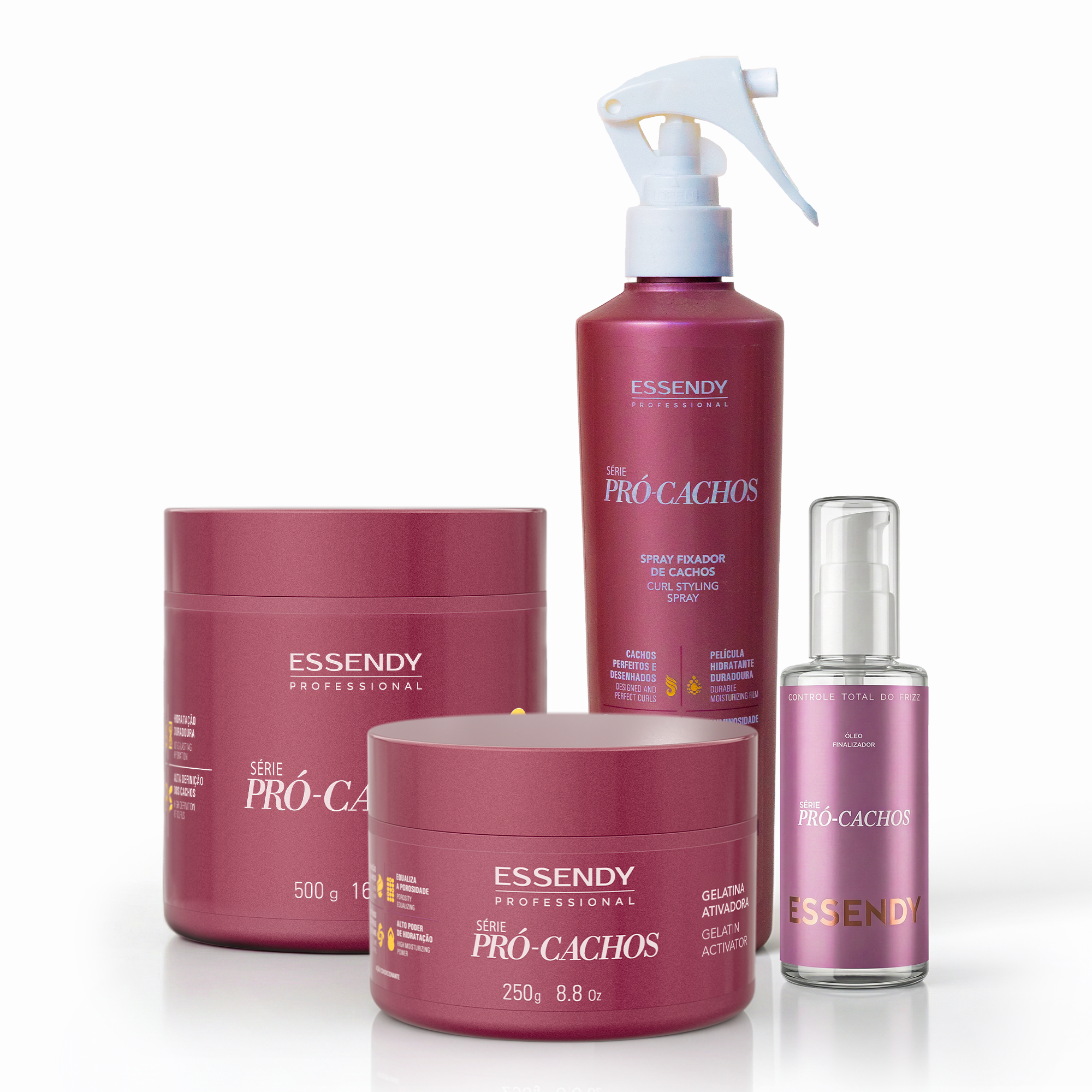 Kit Pró Cachos - Modelador, Gelatina, Spray e Sérum (4 itens