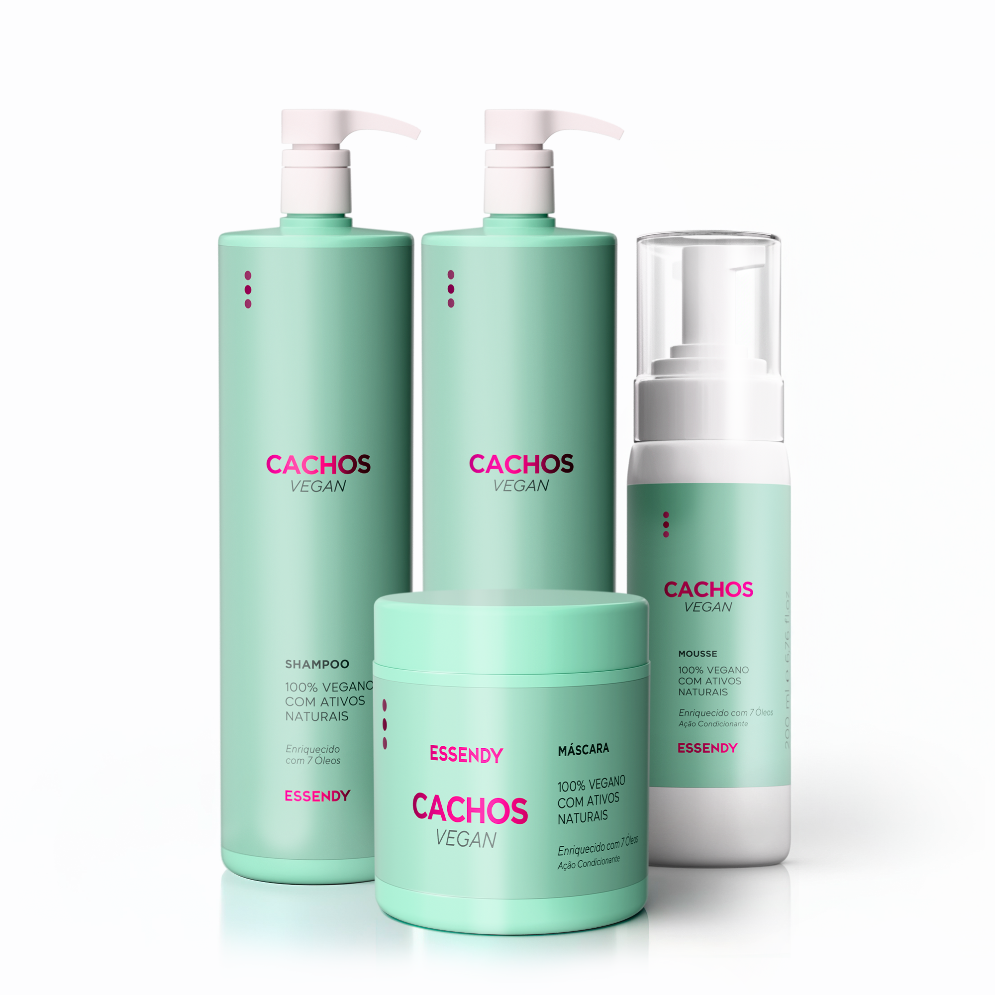 Kit Cachos Vegan Super - Shampoo, Máscara, Ativador e Mousse (4