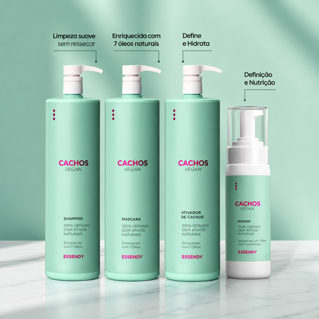Kit Cachos Vegan Super - Shampoo, Máscara, Ativador e Mousse (4 Itens)