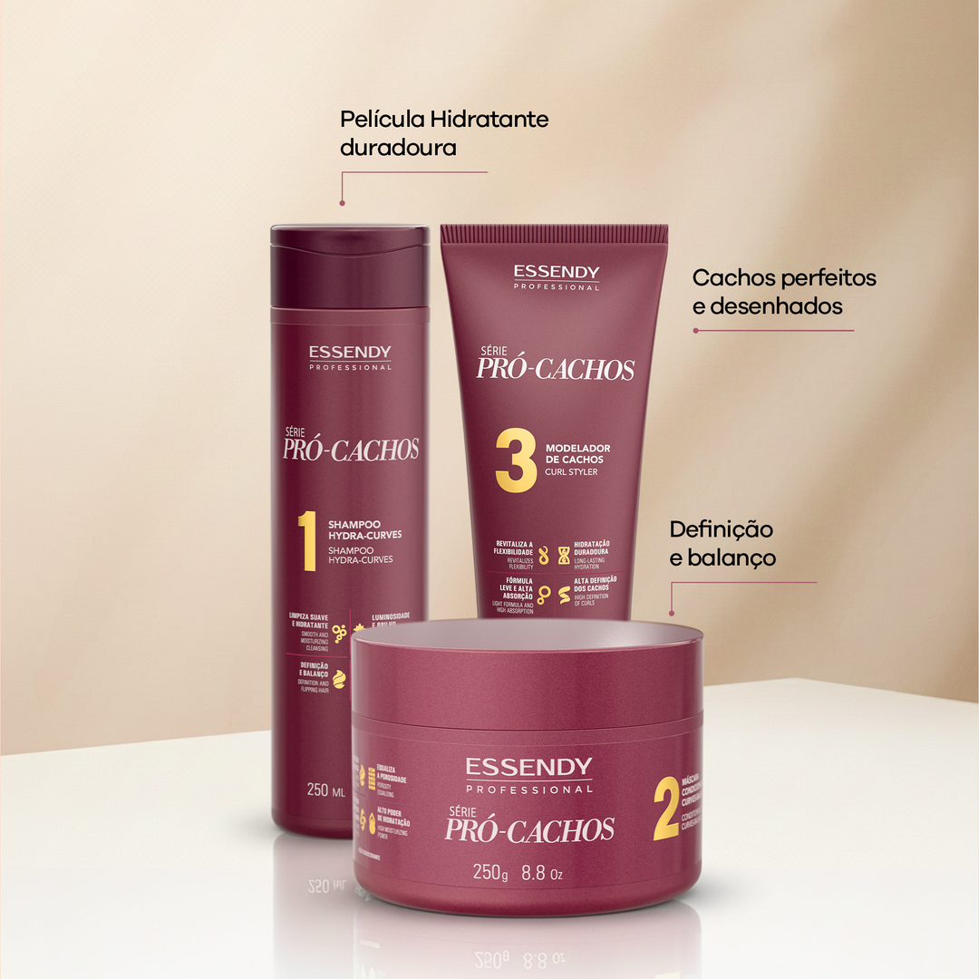Kit Pró Cachos - Shampoo, Máscara e Modelador (3 itens)