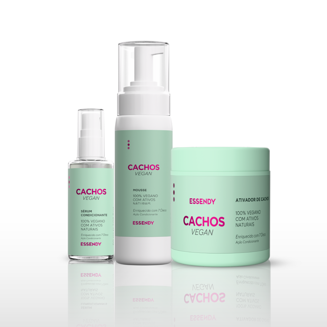 Kit Cachos Vegan Ativador, Mousse e Sérum (3 itens)
