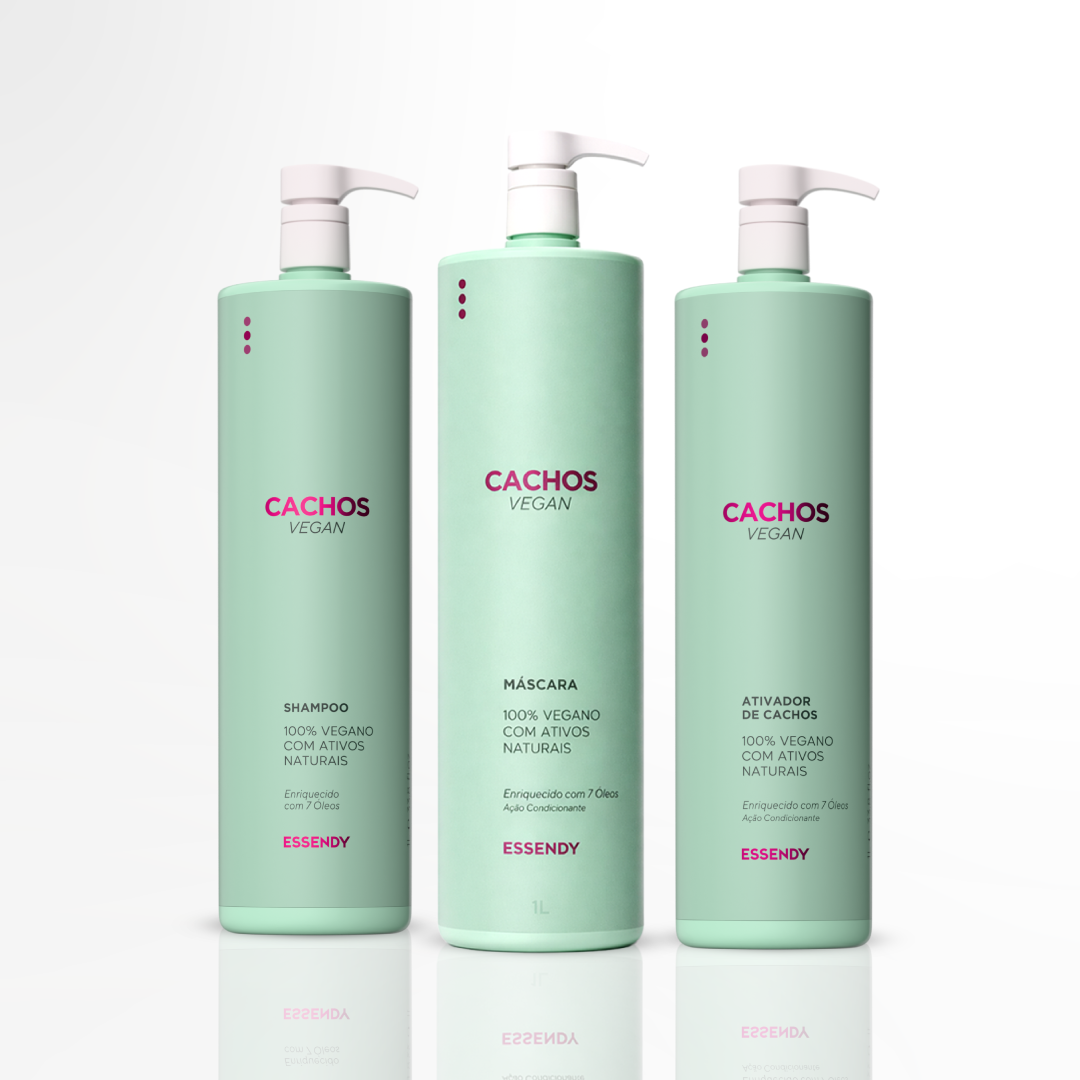 SUPER KIT CACHOS VEGAN - SHAMPOO, MASCARA E ATIVADOR CACHOS VEGAN 1L (3 ITENS)